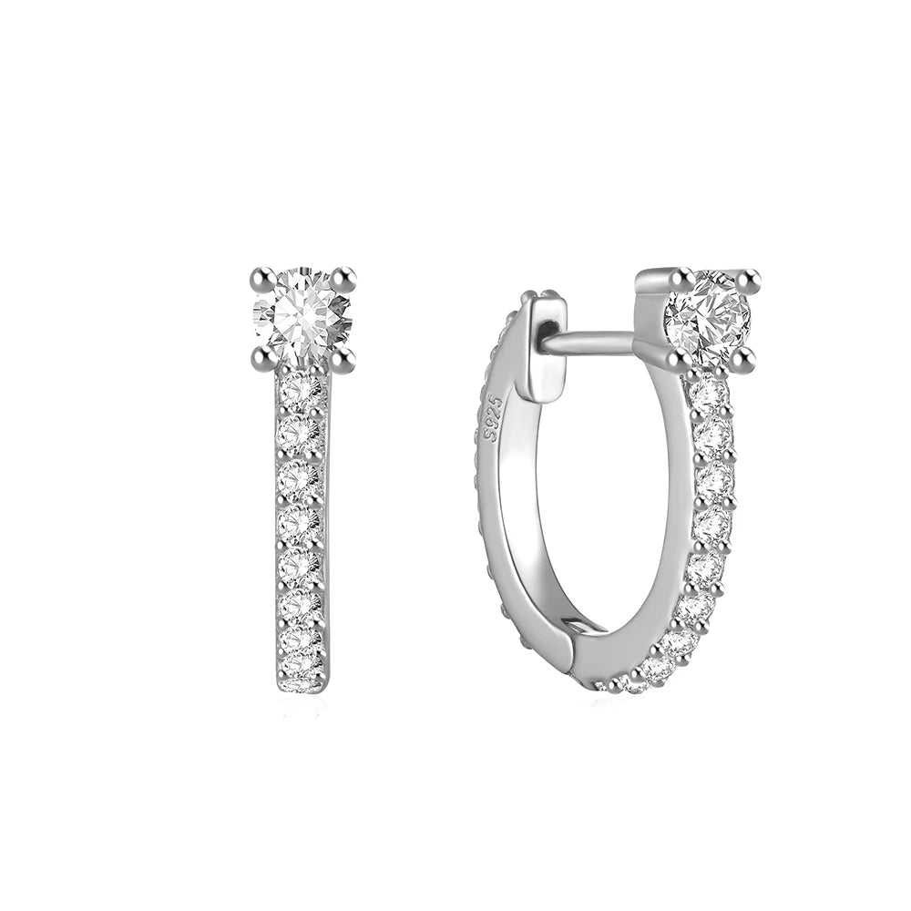 Classic Piercing Hoop Earrings for Women 925 Sterling Silver Zircon Round Huggie Earring Engagement Jewelry Pendient