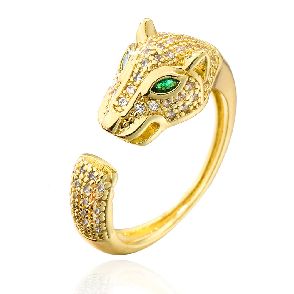 2025 New Fashion Statement Big Animal Ring For Women Girl Party Jewelry Gold Color Hollow Leopard Open Ring Wholesale