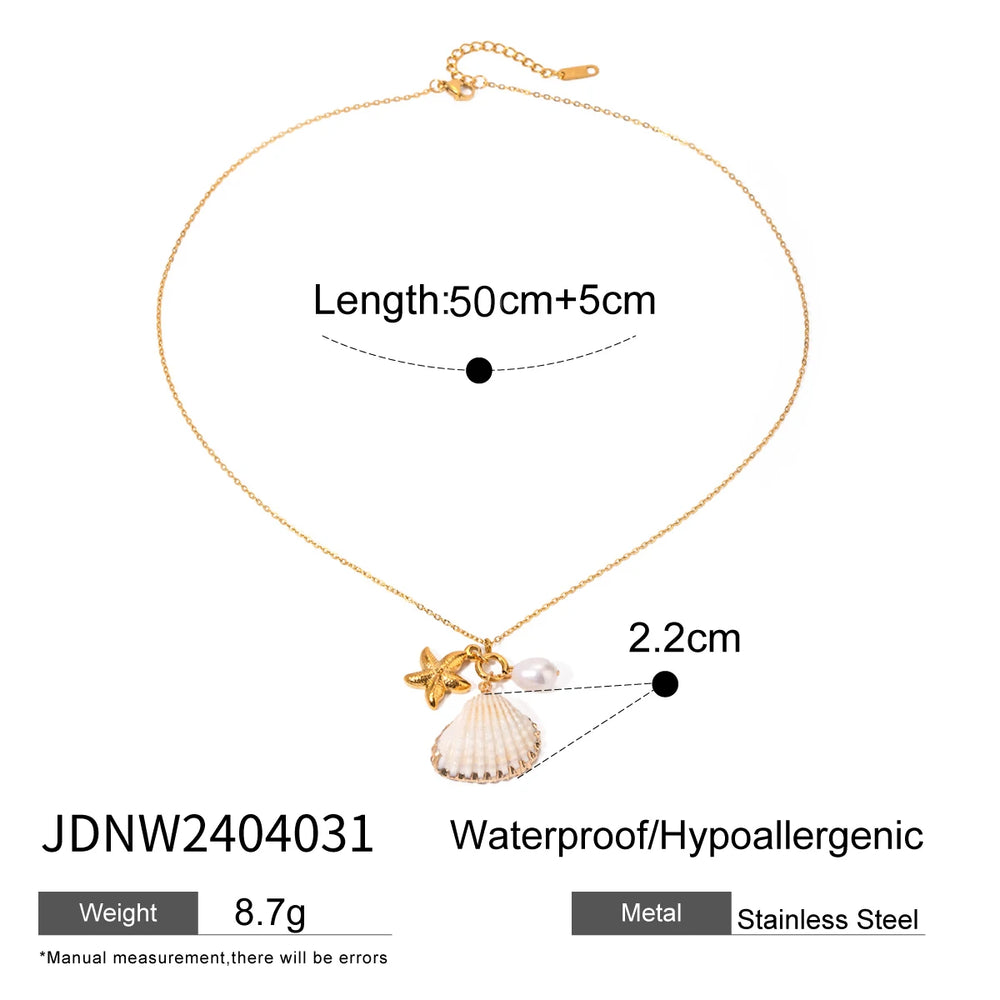 18k Gold Plated Creative Stainless Steel Ocean Summer Beach Shell Collection Personalized Attractive Women Jewelry Accessory