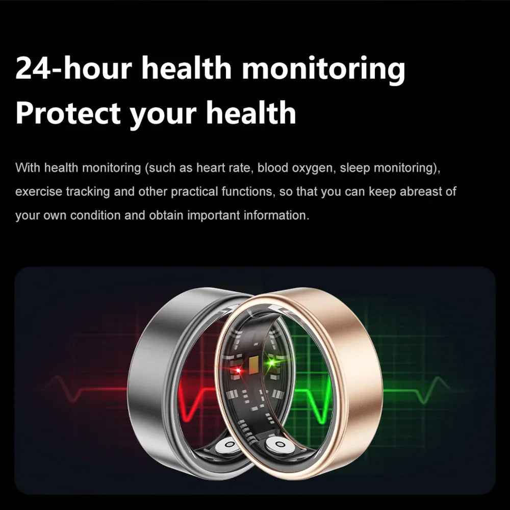 Smart Ring SR06 2024 New with Charging for Men Women Case Heart Rate Blood Oxygen Monitor IP68 & 5ATM Waterproof Sport