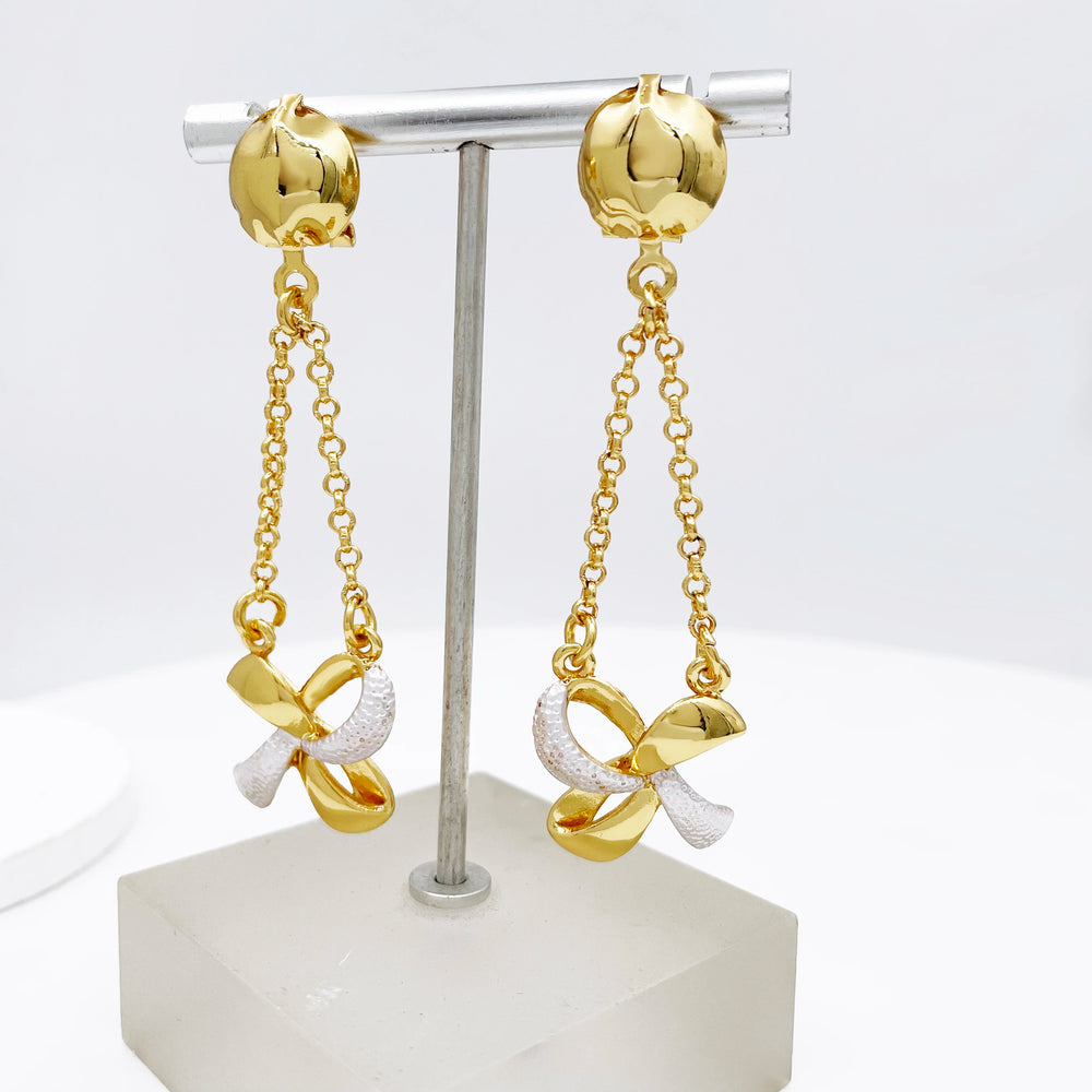 New Women Jewelry Two Tone Classic Design Necklace Set Long Drop Earrings Bracelet And Ring Full Set Jewelry Party Trending