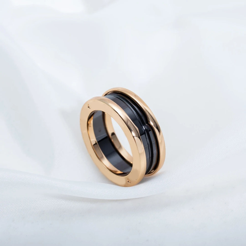 Fashion Classic Brand Rose Gold Black  Ceramic Ring for Ladies And Couples Gifts Simple and High End Luxury Banquet Jewelry