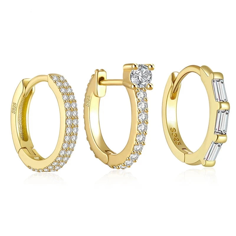 Classic Piercing Hoop Earrings for Women 925 Sterling Silver Zircon Round Huggie Earring Engagement Jewelry Pendient