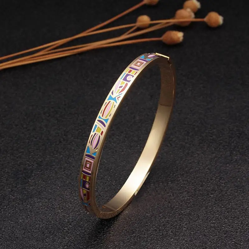 6mm Enamel Stainless Steel Fashion OL Charm Bangles Jewelry Gift Women Girls Wedding Party Cuff Fashion Bangles