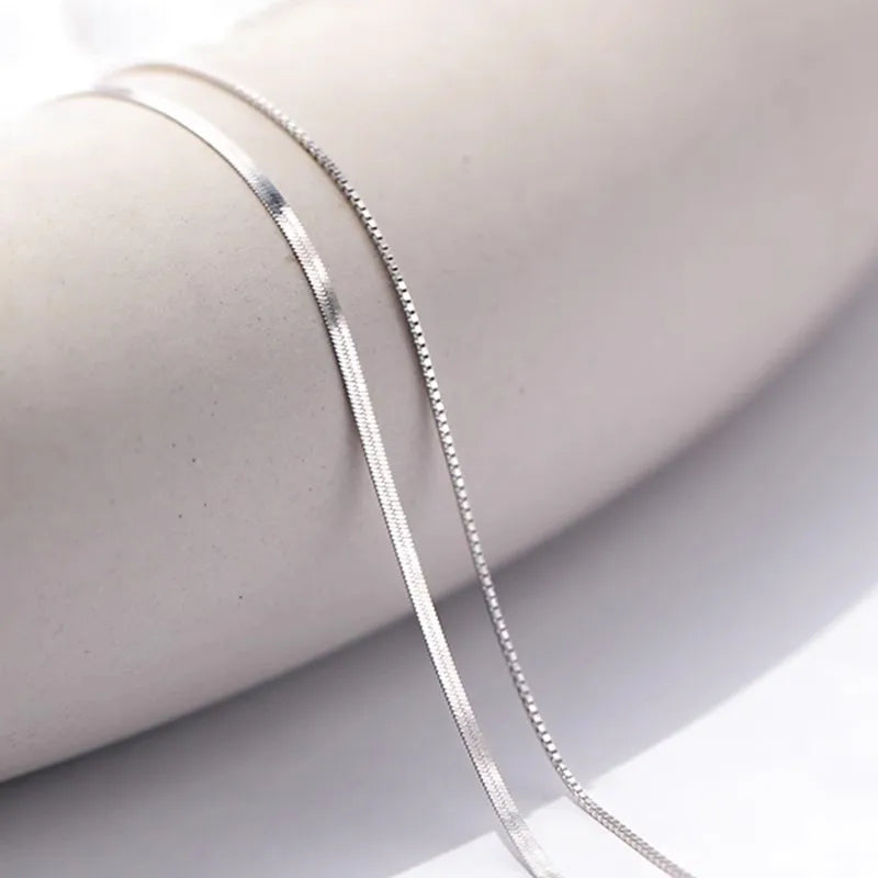 2024 S925 Silver Double Layer Box Chain Snake Clavicle Chain Necklace Female Fashion Hip-hop Retro Unique Design Fine Jewelry