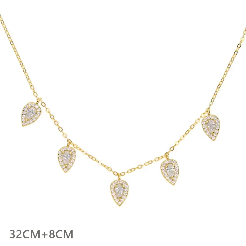 Luxury 925 Sterling Silver Wedding Engagement Gift Sparking Tear Drop Charm Fashion Women Cute Girl Shiny Cz Necklace Choker2025