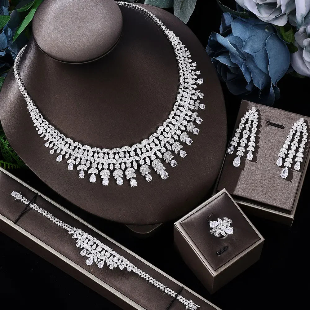 2025 Hot Selling Cubic Zirconia Bridal Wedding Jewelry Set Bridal 4-piece Set Women's Jewelry Set Jewelry Brand Reproduction