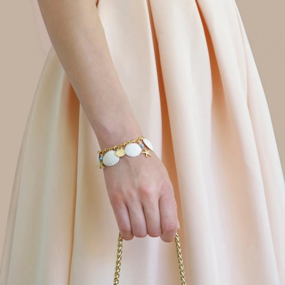 18k Gold Plated Creative Stainless Steel Ocean Summer Beach Shell Collection Personalized Attractive Women Jewelry Accessory