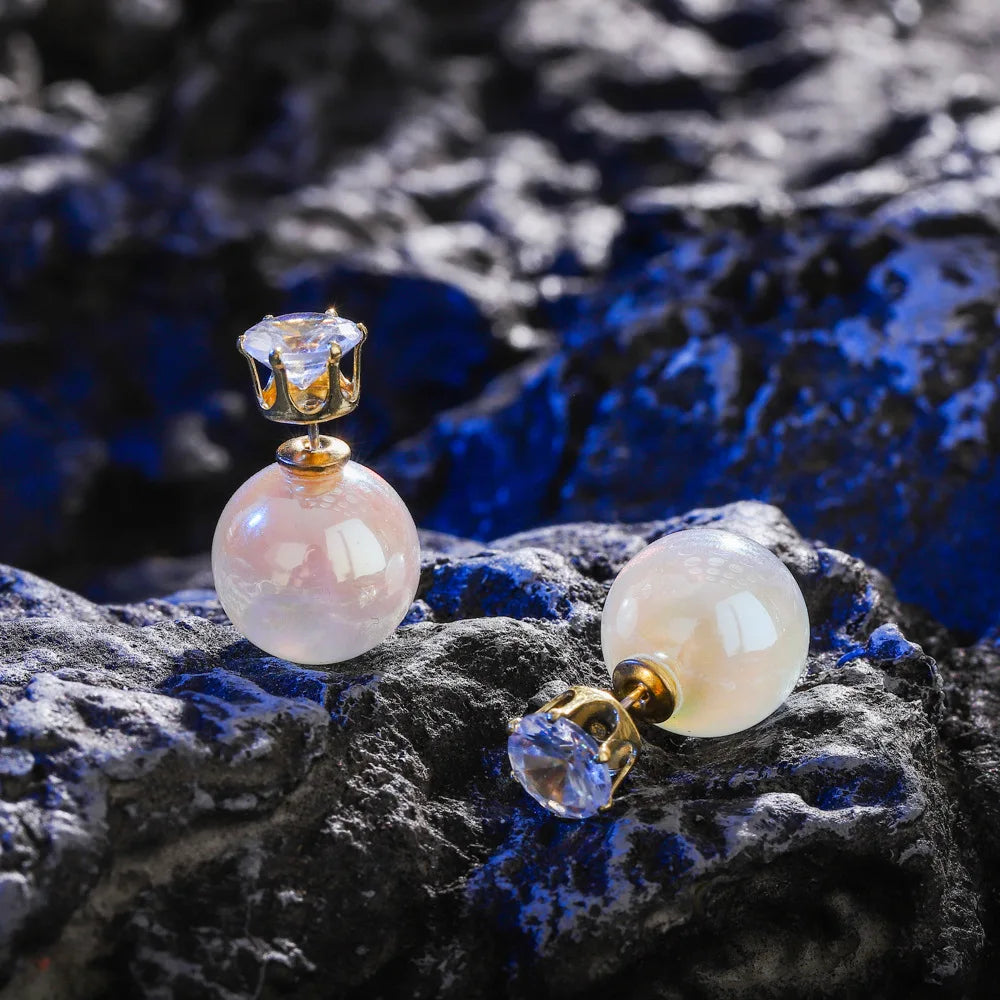 2025 New Inlaid Rhinestone Pearl Stud Earrings Women Personality Fashion Unique Design Earrings Wedding Jewelry Birthday Gift