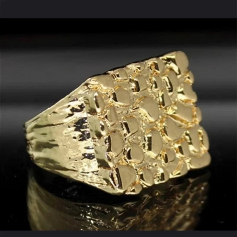New Jewelry Hollowed-out Ring Electroplating  Protection Wear Resistant Men's Ring Personality Uneven Bumpy Rings