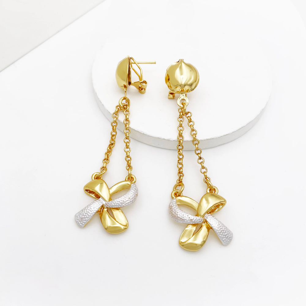 New Women Jewelry Two Tone Classic Design Necklace Set Long Drop Earrings Bracelet And Ring Full Set Jewelry Party Trending