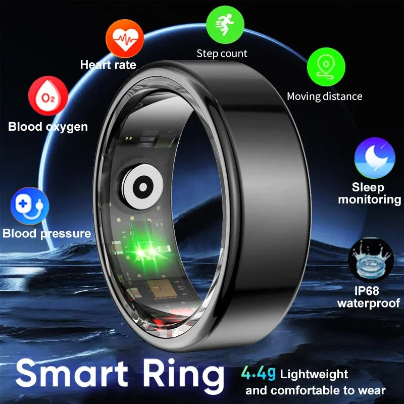 2024 Men R02 Smart Ring Multifunctional Step Health Tracker Heart Rate Blood Oxygen Monitor Waterproof Men Women Sleep Fitness