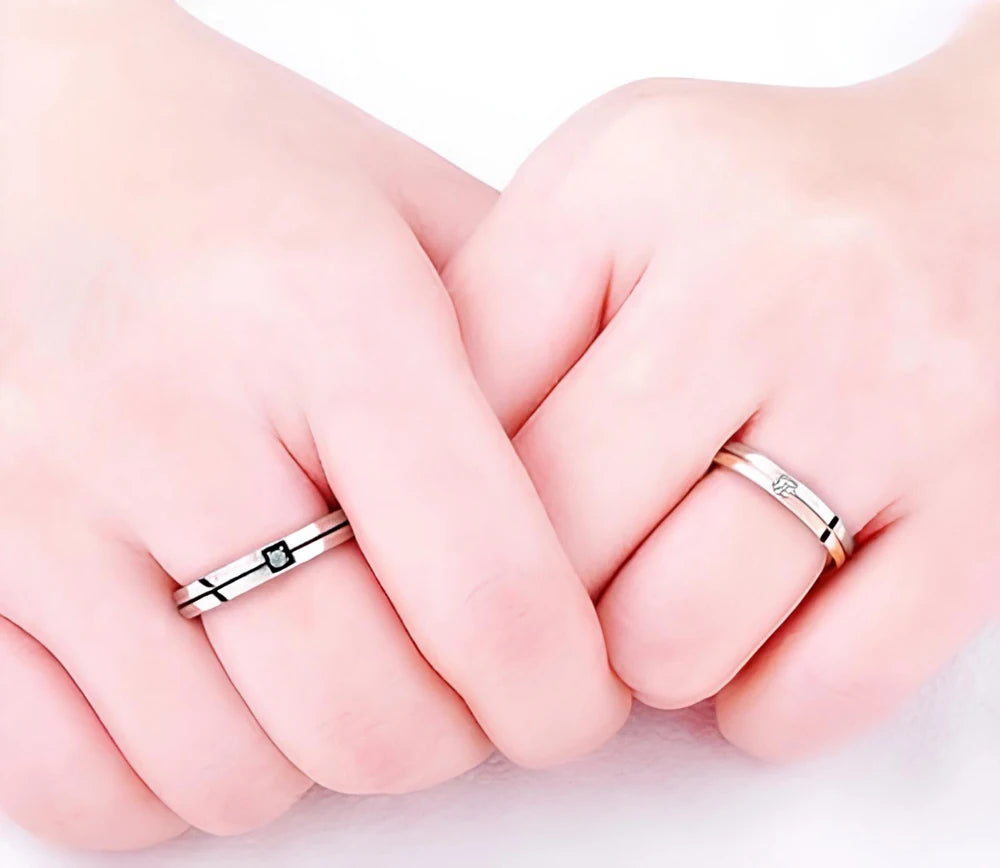 Wedding Engagement Band Unique Stainless Steel Jewelry 2025 New Fashion AAA+ Cubic Zircon Couple Rings for Women Men