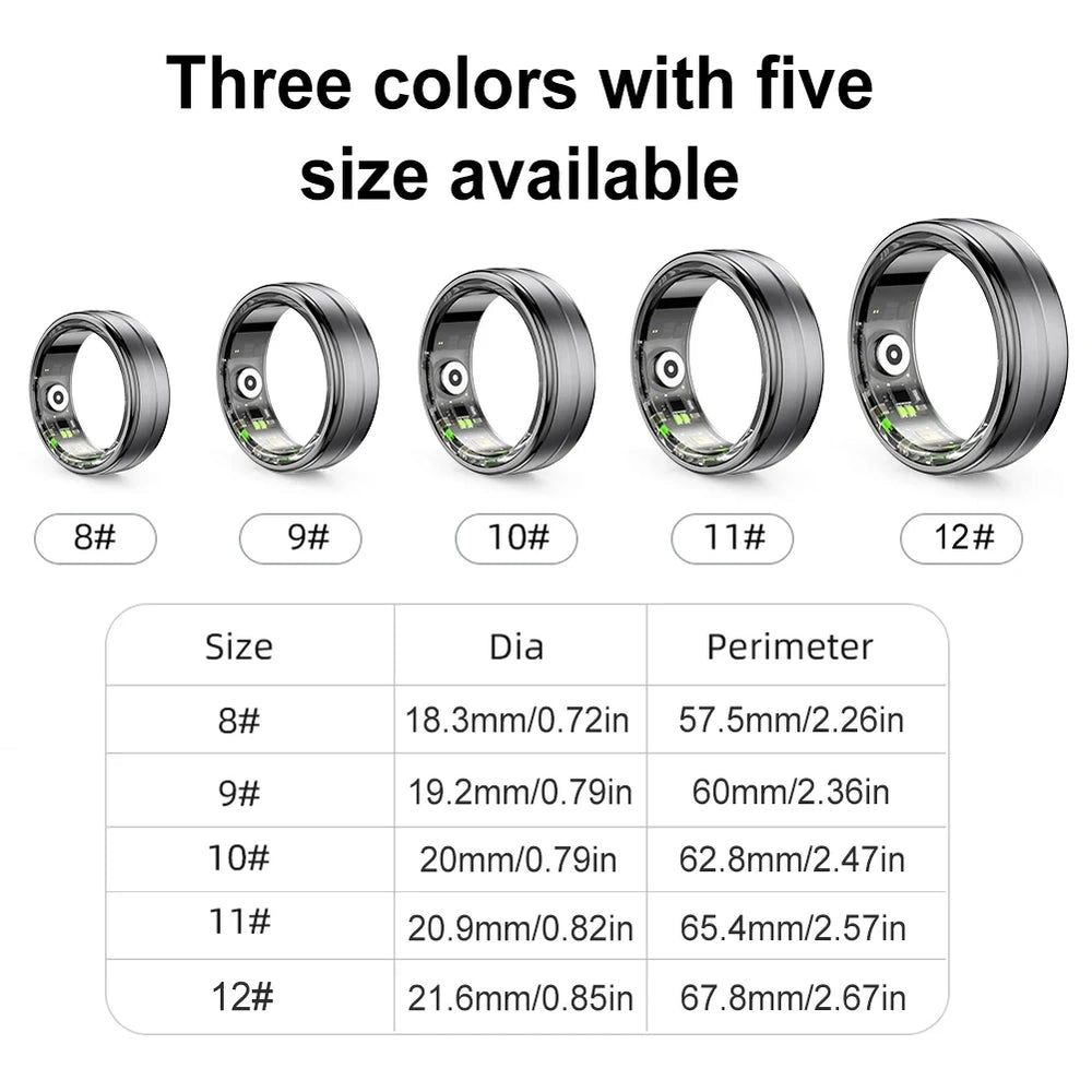 2024 Ring Men 5ATM Waterproof Smart Ring For Men Women Health Monitoring 100+ Sport Modes Fitness Tracking Waterproof Sport Ring