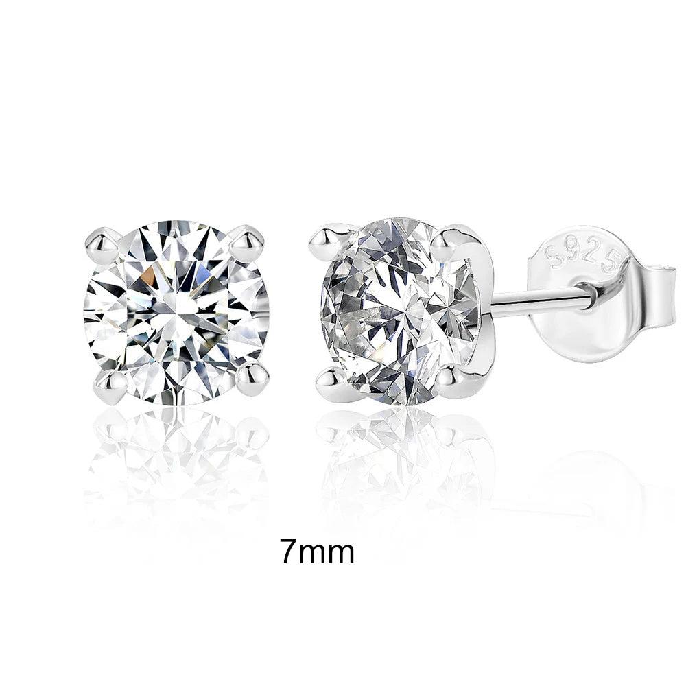 0.5-1.2 Carat D Color Moissanite Ear Stud Earrings For Women 925 Sterling Silver Sparkling Piercing Earring Fine Jewelry