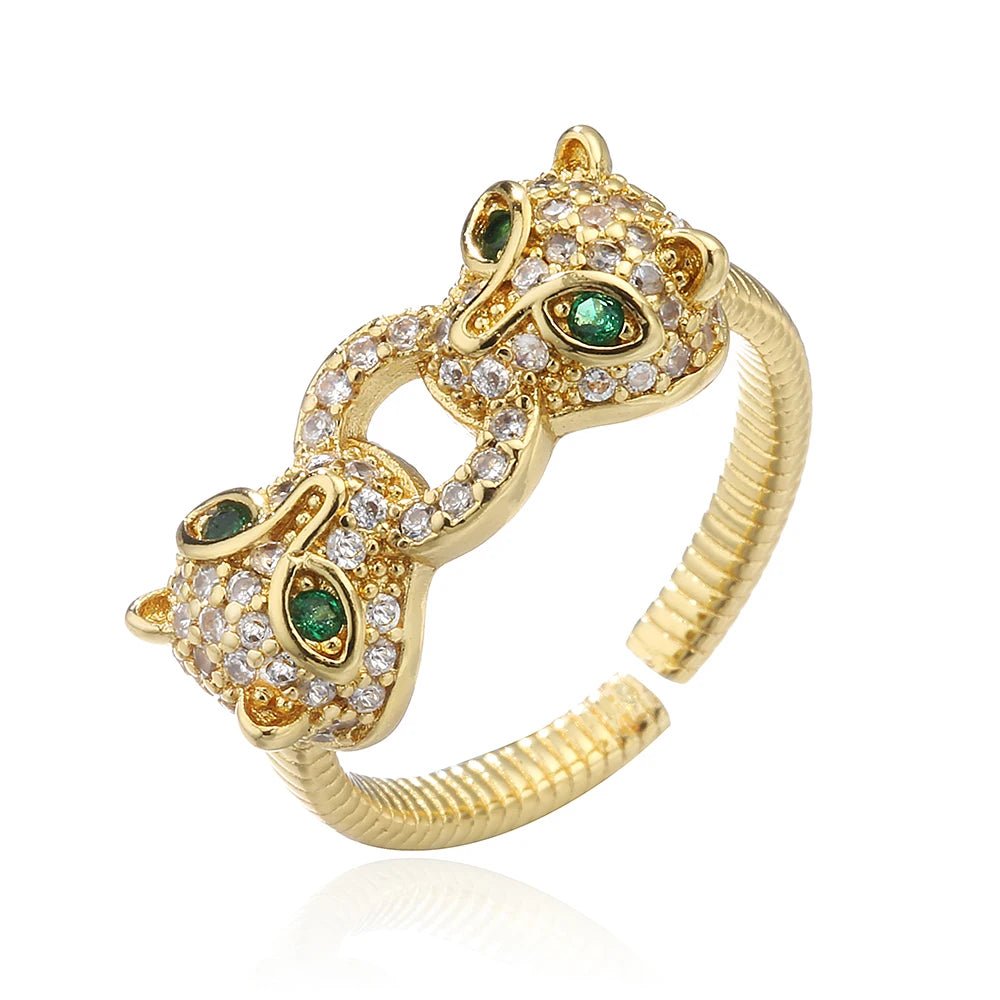 2025 New Fashion Statement Big Animal Ring For Women Girl Party Jewelry Gold Color Hollow Leopard Open Ring Wholesale