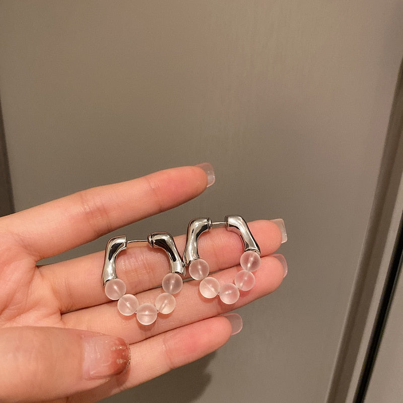 Green Bead Studed Earrings