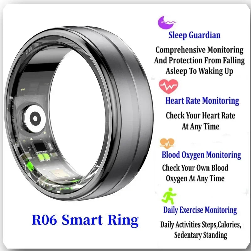 2024 Ring Men 5ATM Waterproof Smart Ring For Men Women Health Monitoring 100+ Sport Modes Fitness Tracking Waterproof Sport Ring