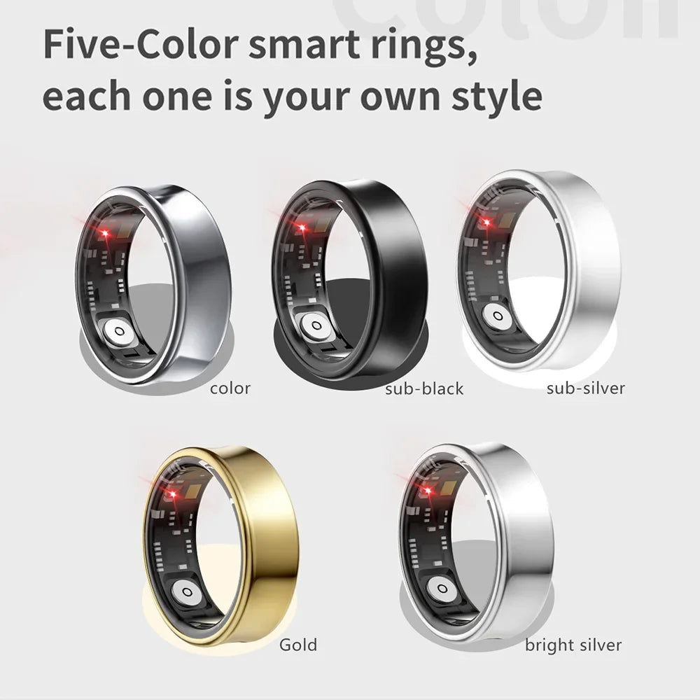 Smart Ring 2024 New SR05 with Charging Case Heart Rate Blood Oxygen Monitor IP68 & 5ATM Waterproof Sport for Men Women