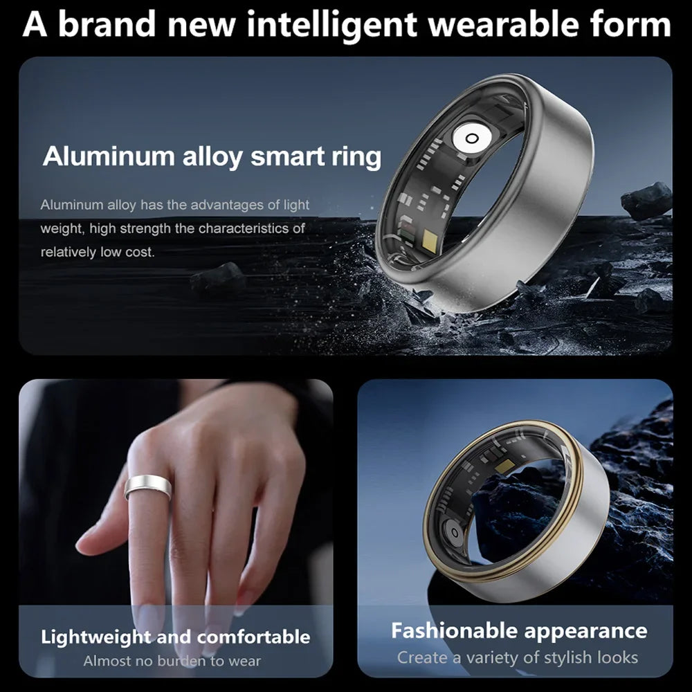 Smart Ring SR06 2024 New with Charging for Men Women Case Heart Rate Blood Oxygen Monitor IP68 & 5ATM Waterproof Sport