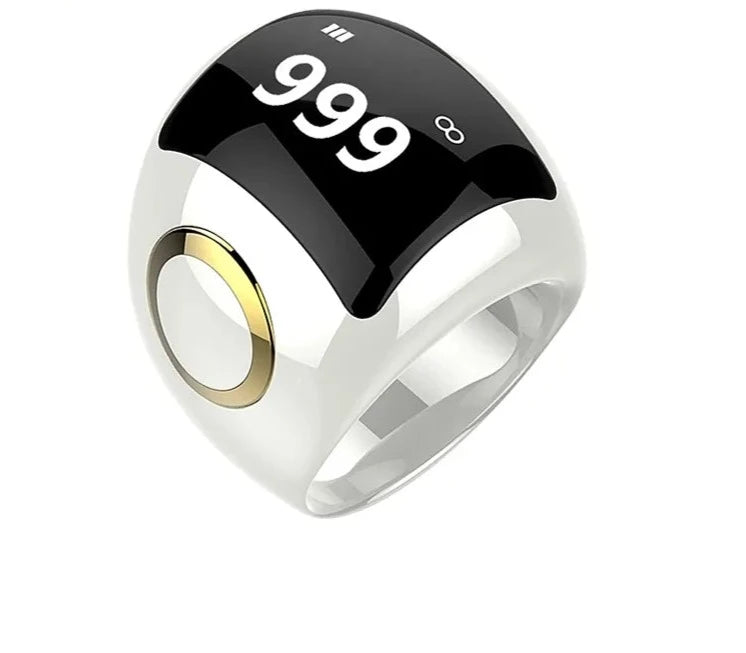 Muslim Smart Ring Metal 5 Prayer Time Reminder Bluetooth Music Ring Speaker OLED Display Multilingual Ring Ceramic