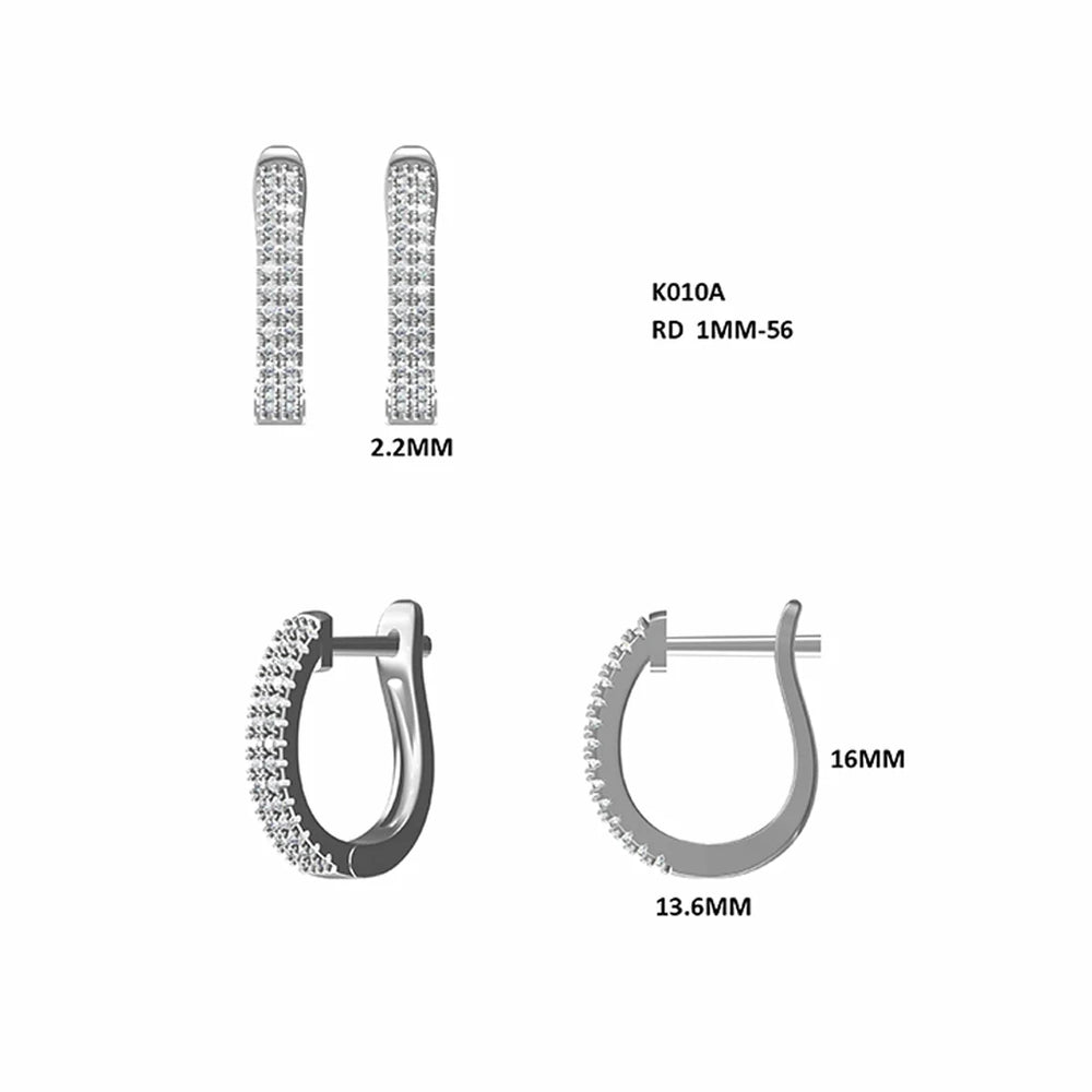 14K Gold Plated 925 Sterling Silver Hoop Earrings Moissanite U-Shaped Huggie Earrings Hypoallergenic Gift For Her