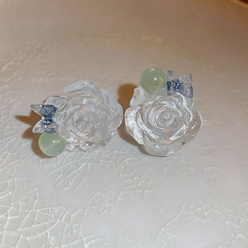 White Flower Stud Earrings