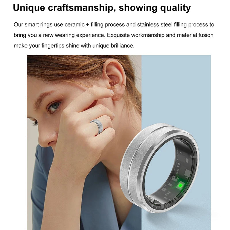 Smart Ring Men Women IP68 Waterproof Heart Rate Blood Oxygen Sleep Health Monitor Sport Fitness Health Ring