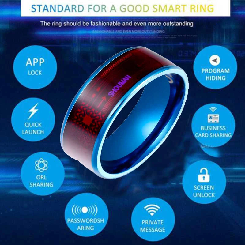 Fashion Men's Ring Magic Wear Chip NFC Smart Ring Wearable For Android Mobile Device Smart Jewelry Couple Stainless Steel Ring