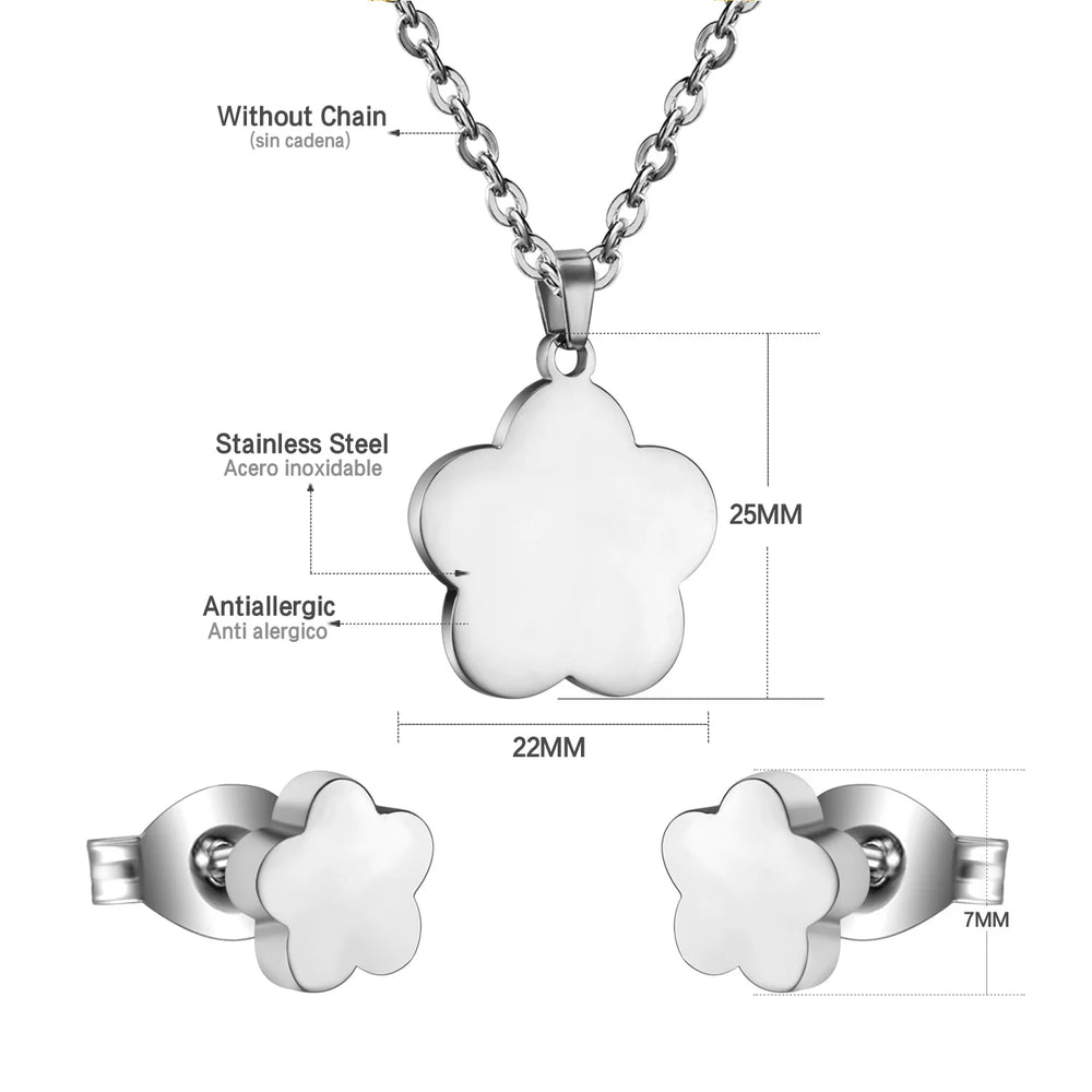 Jewelry Sets Yellow Flowers Pendant Necklace Earrings Stainless Steel For Women Gold Color 2023 Trendy Summer Wholesale