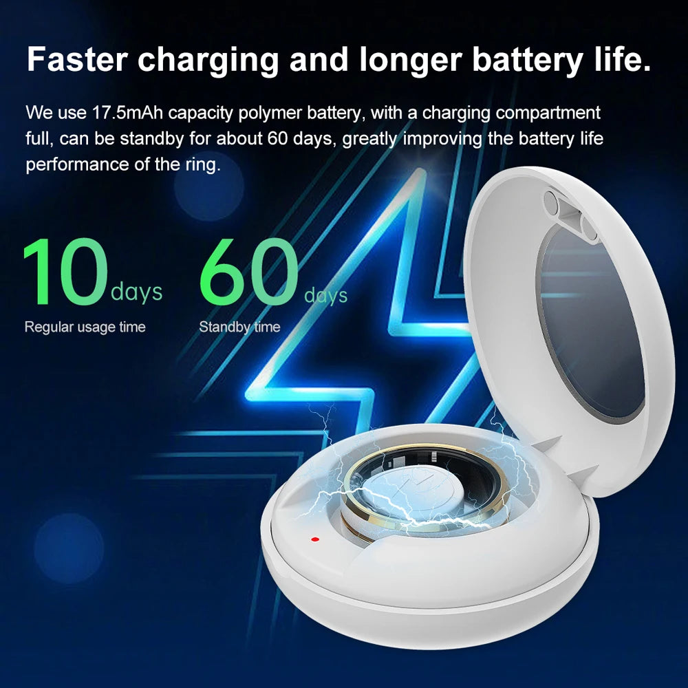 2024 Smart Ring Military Grade Titanium Steel Shell Health Monitoring IP68 & 3ATM Waterproof Multi-sport Modes For Android IOS