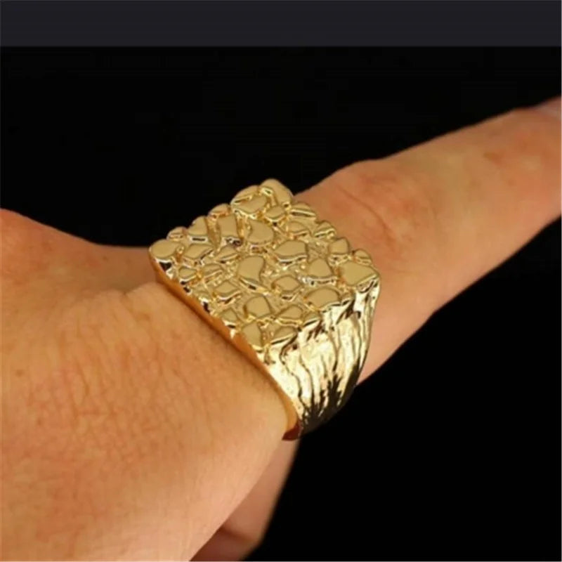 New Jewelry Hollowed-out Ring Electroplating  Protection Wear Resistant Men's Ring Personality Uneven Bumpy Rings