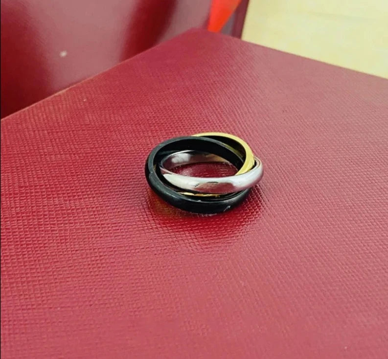 Donia jewelry luxury fashion new three-ring three-color glossy titanium steel ring European and American fashion ring