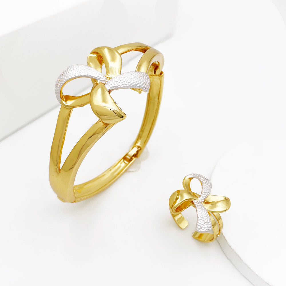 New Women Jewelry Two Tone Classic Design Necklace Set Long Drop Earrings Bracelet And Ring Full Set Jewelry Party Trending