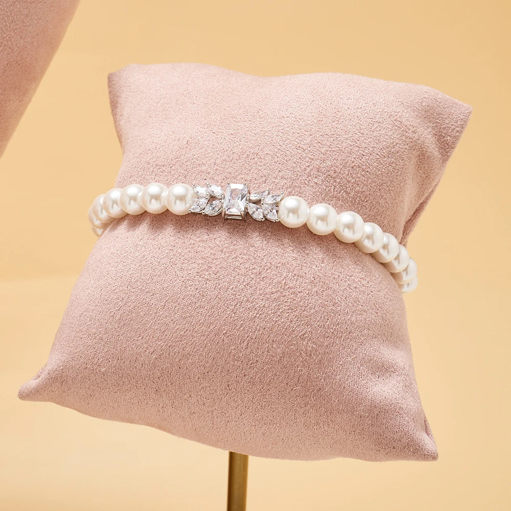 Pearl Jewelry Sets for Women Cubic Zircon Set Full Jewellery Woman Saudi Arabia Wedding Party Dress Suit Accessory