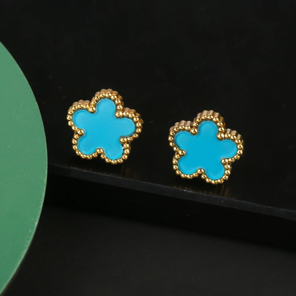 Hot Sale Stainless Steel Five Flower Clover Bracelet Jewelry Set Necklace Earrings For Woman Daily Wear Brand Jewelry