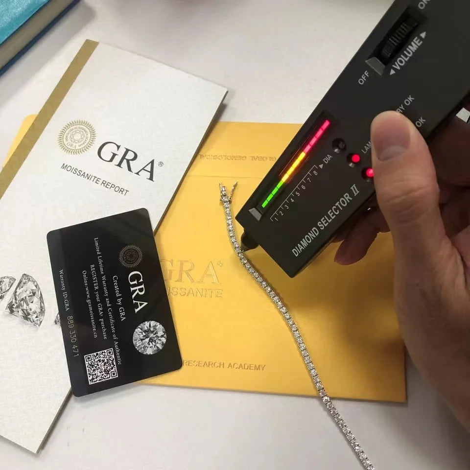 925 Sterling Silver Moissanite Bracelet 0.1ct 3mm D VVS1 Diamond with GRA for Women Sparkling Wedding Party Fine Jewelry