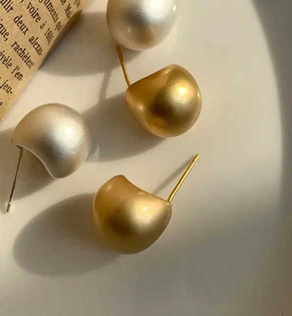 2023 European and American Minimalist Matte Brushed Metal Drop Shaped Earrings For Women's Exquisite Fashion Jewelry Accessories