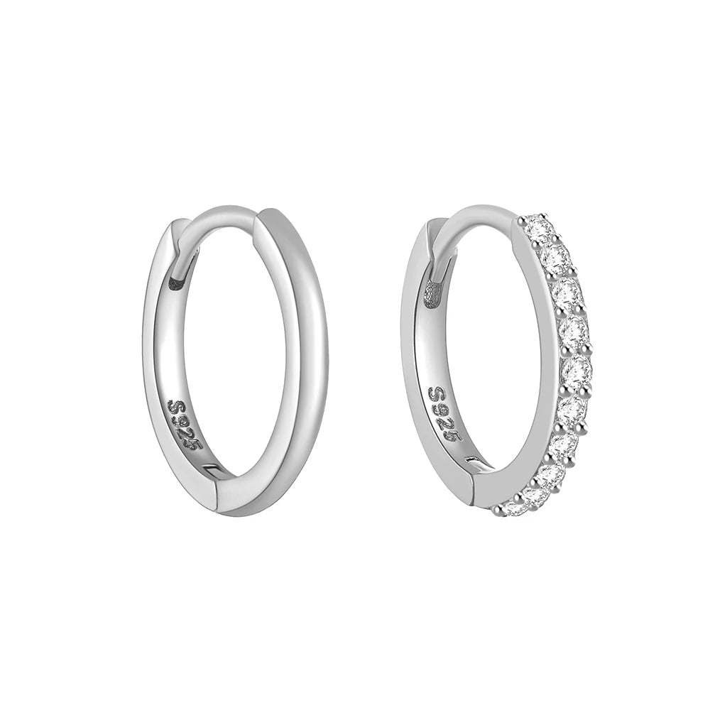 Classic Piercing Hoop Earrings for Women 925 Sterling Silver Zircon Round Huggie Earring Engagement Jewelry Pendient