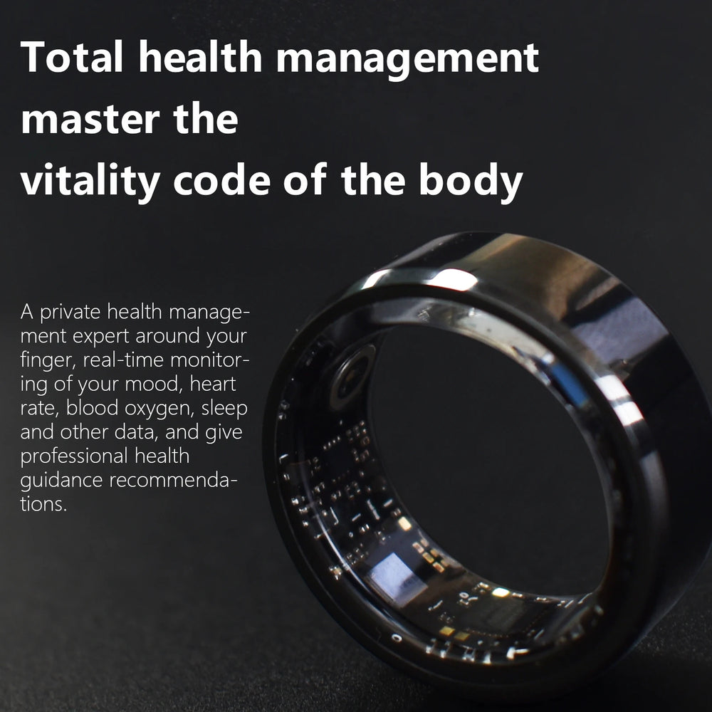 The Smart Health Ring is a multifunctional device that monitors and tracks heart rate, blood oxygen levels, and sleep patterns. It is also waterproof, making it suitable for everyday use.