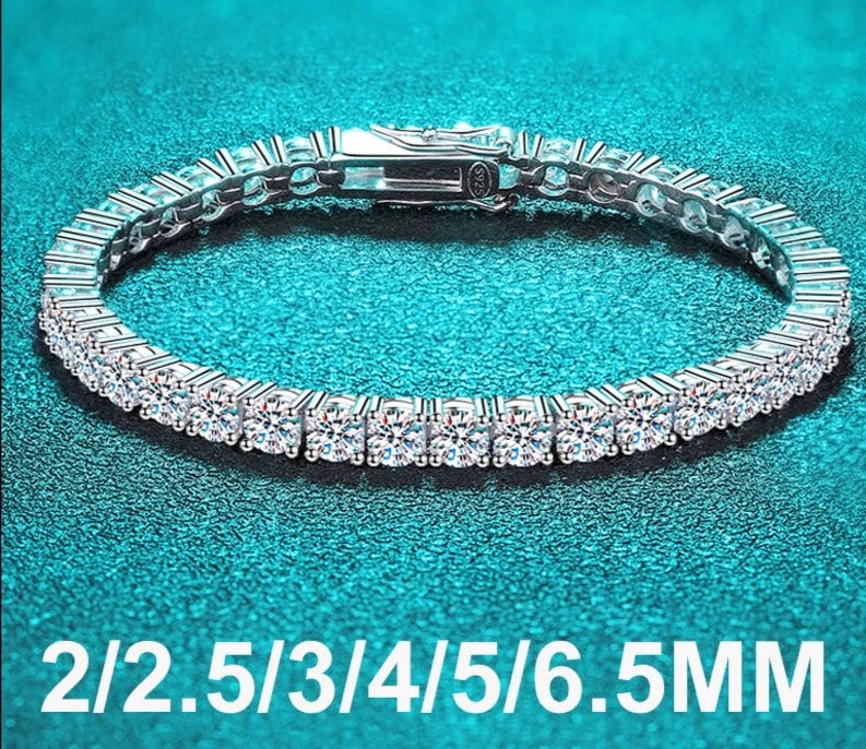 2-6.5mm Real Moissanite Tennis Bracelet for Women Christmas Gift Platinum Plated 100% 925 Sterling Silver Wedding Jewelry