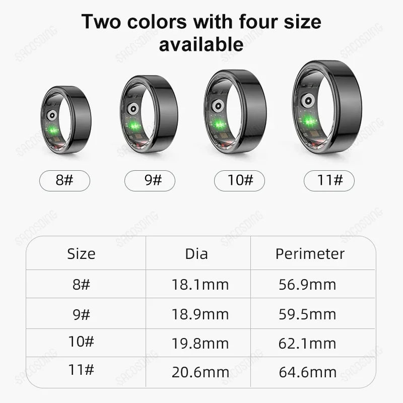 2024 NEW R02 Smart Ring Multifunctional Step Health Tracker Heart Rate Blood Oxygen Monitor Waterproof Men Women Sleep Fitness