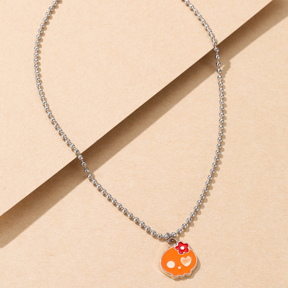 Multicolor Skull Head Pendant Necklace