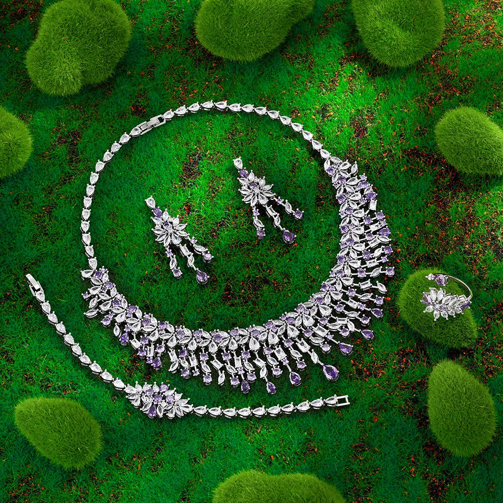 2025 Hot Selling Cubic Zirconia Bridal Wedding Jewelry Set Bridal 4-piece Set Women's Jewelry Set Jewelry Brand Reproduction