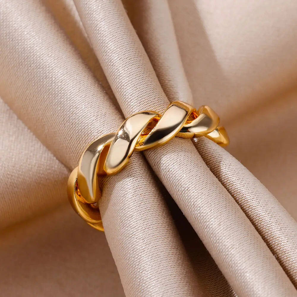 Stainless Steel Rings for Women Gold Plated Adjustable Couple Ring New In Accessories Aesthetic Waterproof Jewelry Anillos Mujer