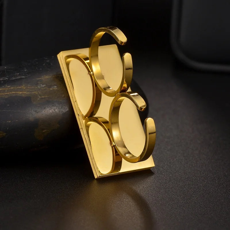 Fashion Custom Name Rings Stainless Steel Personalized Double Thick Plated Adjustable Rings For Men Women Jewelry Festival Gifts