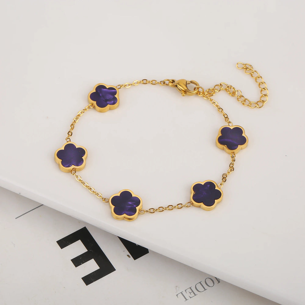 Stainless Steel Non Fading Minimalist Creative Plant Live Leaf Petal Flower Pendant Necklace Earrings Bracelet Jewelry Set