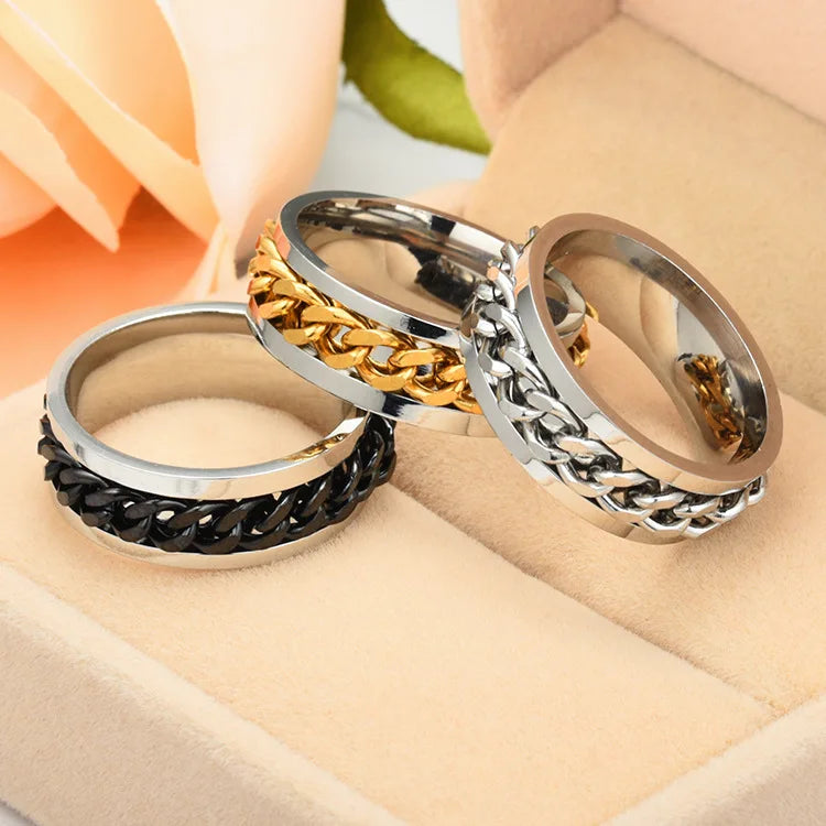 Stainless Steel Fidget Chain Spinner Ring & Bottle Opener