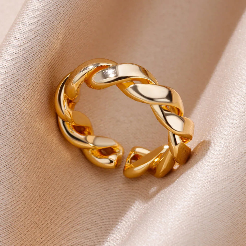 Stainless Steel Rings for Women Gold Plated Adjustable Couple Ring New In Accessories Aesthetic Waterproof Jewelry Anillos Mujer