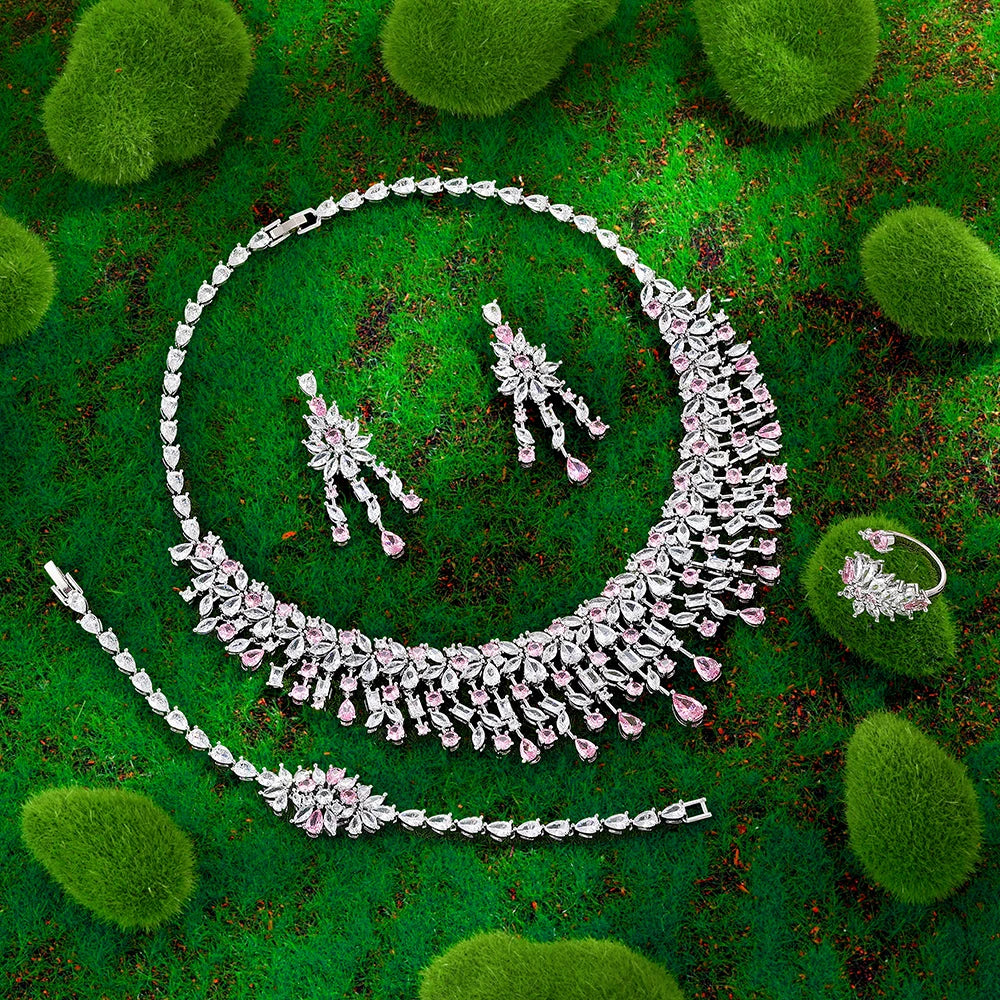 2025 Hot Selling Cubic Zirconia Bridal Wedding Jewelry Set Bridal 4-piece Set Women's Jewelry Set Jewelry Brand Reproduction